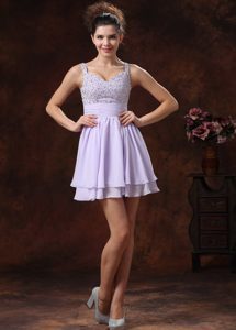 Lilac Shining Beaded Sweetheart Prom Cocktail Dress with Ruching for Less