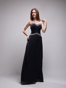 Black Sweetheart Long Prom Celebrity Dresses with Beading