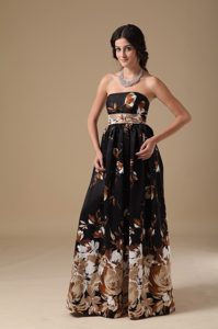 Multi-color Empire Strapless Long Printing Prom Holiday Dress Popular in 2013