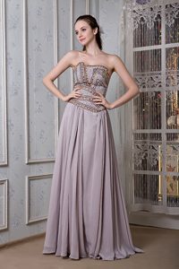 Gray Strapless Long Chiffon Formal Prom Dress with Appliques on Sale