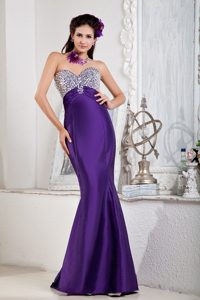 Great Purple Mermaid Sweetheart Long Beaded Prom Dress for Celebrity
