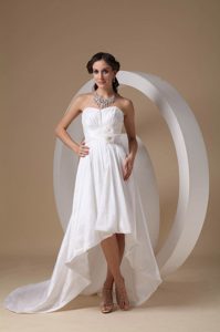 Best Seller Sweetheart High-low Ruched Wedding Dress with Flowers