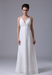 Hot Chiffon Straps Empire Bridal Dress with Beading and Decorated Waist