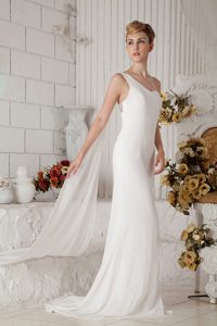 Fitted One Shoulder Wedding Bridal Gown with Beading