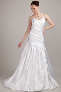 Romantic A-line Sweetheart Dress for Brides in with Ruche on Sale
