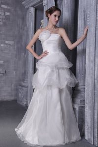 Princess Strapless Organza and Wedding Gown with Handle Flower
