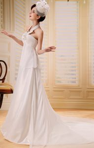 Halter Chapel Train Wedding Gown and Beading