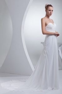 Empire Sweetheart Bridal Dresses with Diamonds and Ruche with Court Train