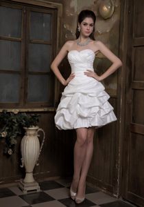 Simple Sweetheart Mini Wedding Reception Dress with Ruche and Pick-ups