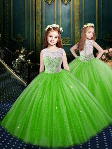 Fashion Scoop Floor Length Clasp Handle Pageant Gowns for Party and Wedding Party with Appliques