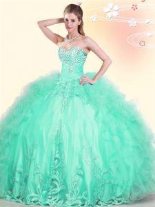 Best Selling Apple Green Quinceanera Gowns Military Ball and Sweet 16 and Quinceanera and For with Beading and Appliques
