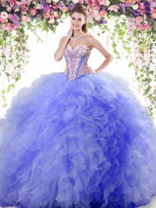 Fashionable Tulle Sleeveless Floor Length Sweet 16 Dresses and Beading and Ruffles
