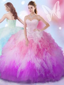 Inexpensive Floor Length Ball Gowns Sleeveless Multi-color Quinceanera Dresses Lace Up
