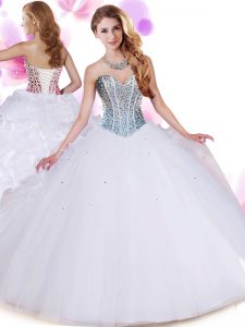 White Vestidos de Quinceanera Military Ball and Sweet 16 and Quinceanera and For with Beading and Ruffles Sweetheart Sle