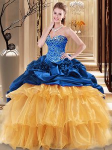 Ball Gowns 15th Birthday Dress Multi-color Sweetheart Organza and Taffeta Sleeveless Floor Length Lace Up
