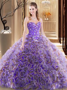 Super Multi-color Sleeveless With Train Embroidery and Ruffles Lace Up 15 Quinceanera Dress