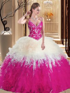 Ball Gowns Quinceanera Gown Multi-color Straps Tulle Sleeveless Floor Length Lace Up