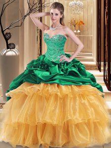 Beading and Ruffles Quinceanera Gown Multi-color Lace Up Sleeveless Floor Length