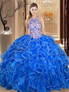 Wonderful Royal Blue 15 Quinceanera Dress Military Ball and Sweet 16 and Quinceanera and For with Embroidery and Ruffles