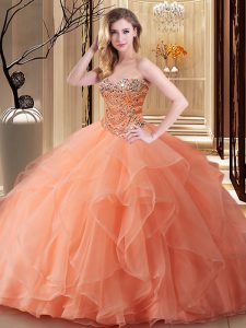 Best Sleeveless Beading Lace Up Quince Ball Gowns