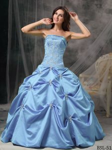 Modest Strapless Beading Quinceanera Gown Dresses with Pick-ups