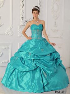 Teal Ball Gown Sweetheart Quinceanera Dress in with Appliques