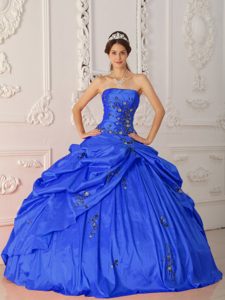 New Blue Strapless Formal Quinceanera Dresses in with Appliques
