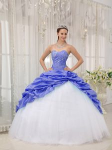 Purple Sweetheart and Tulle Quinceanera Dresses with Pick Ups