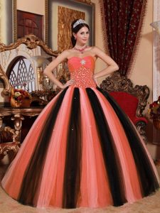Most Popular Multi-color Ball Gown Tulle Quinceanera Dress with Beading