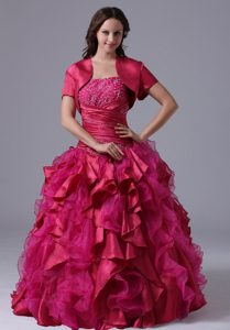 New Arrival Fuchsia Beaded Quinceanera Dresses in and Organza