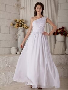 Latest Empire One Shoulder Wedding Dress for Women with Appliques