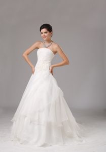 Customize Ruched Wedding Dresses in Organza with Appliques in the Mainstream