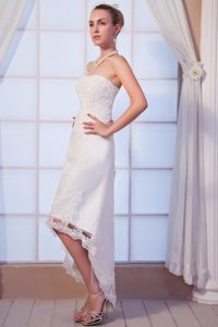 Popular High-low Dresses for Summer Wedding and Satin with Strapless