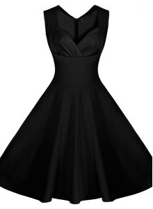 Knee Length Zipper Evening Dress Black for Prom and Party with Ruching