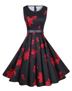 Scoop Sleeveless Sashes ribbons and Pattern Zipper Prom Party Dress