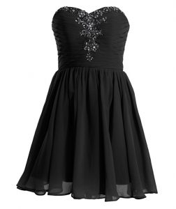 Attractive Black Lace Up Sweetheart Beading Evening Dress Chiffon Sleeveless
