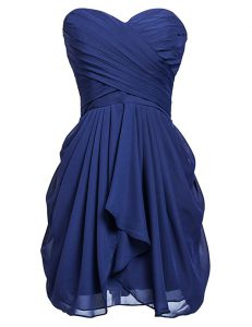 Spectacular Sleeveless Lace Up Knee Length Ruching Prom Evening Gown
