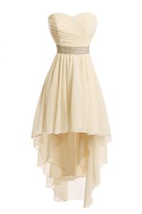 Eye-catching Champagne Lace Up Belt Sleeveless High Low