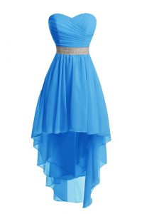 Baby Blue Sleeveless Organza Lace Up Evening Dress for Prom and Party