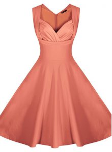 Hot Sale Peach Sleeveless Satin Zipper Homecoming Dress for Prom and Party