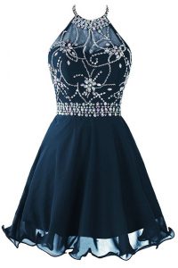 Scoop Organza Sleeveless Mini Length Prom Party Dress and Beading and Belt