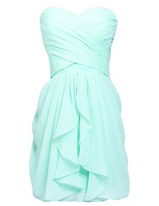Elegant Chiffon Sweetheart Sleeveless Lace Up Ruching Prom Dresses in Apple Green