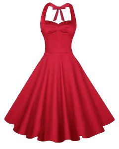 Knee Length A-line Sleeveless Red Dress for Prom Backless