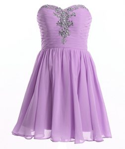 Superior Mini Length A-line Sleeveless Lavender Prom Dresses Lace Up