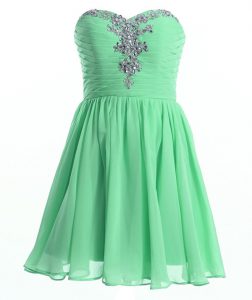 Unique Chiffon Sweetheart Sleeveless Lace Up Beading Prom Dresses in Apple Green