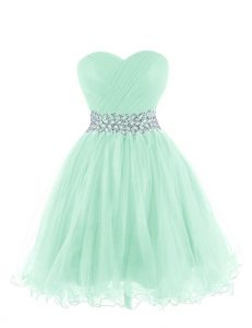 Apple Green Sleeveless Organza Lace Up for Prom and Party
