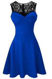 Admirable Royal Blue Scoop Neckline Lace Mother Of The Bride Dress Sleeveless Zipper