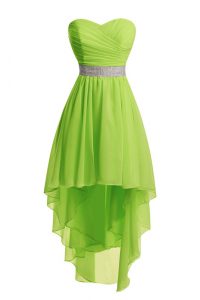 Empire Evening Dress Sweetheart Organza Sleeveless High Low Lace Up