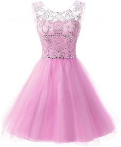 Chiffon Scoop Sleeveless Zipper Beading Prom Dress in Lilac