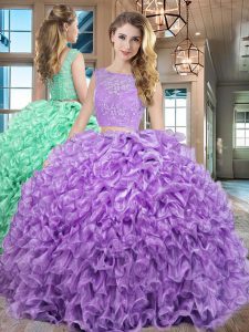Sleeveless Lace and Ruffles Lace Up Sweet 16 Quinceanera Dress